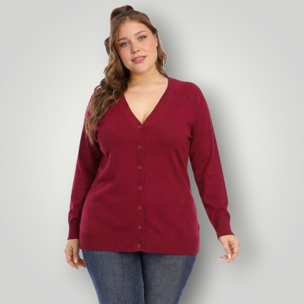 Talbots Burgundy Wine Cotton Cardigan XL Quiet Luxury Old‎ Money Dark Feminine